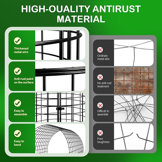 10 Pack Plant Protector from Animals, Wire Mesh Plant Cages for Garden – Sturdy Metal Plant Protectors to Keep Rabbits, Squirrels, and Animals Out– Ideal for Flowers, Outdoor Plants (13'' x 13'')
