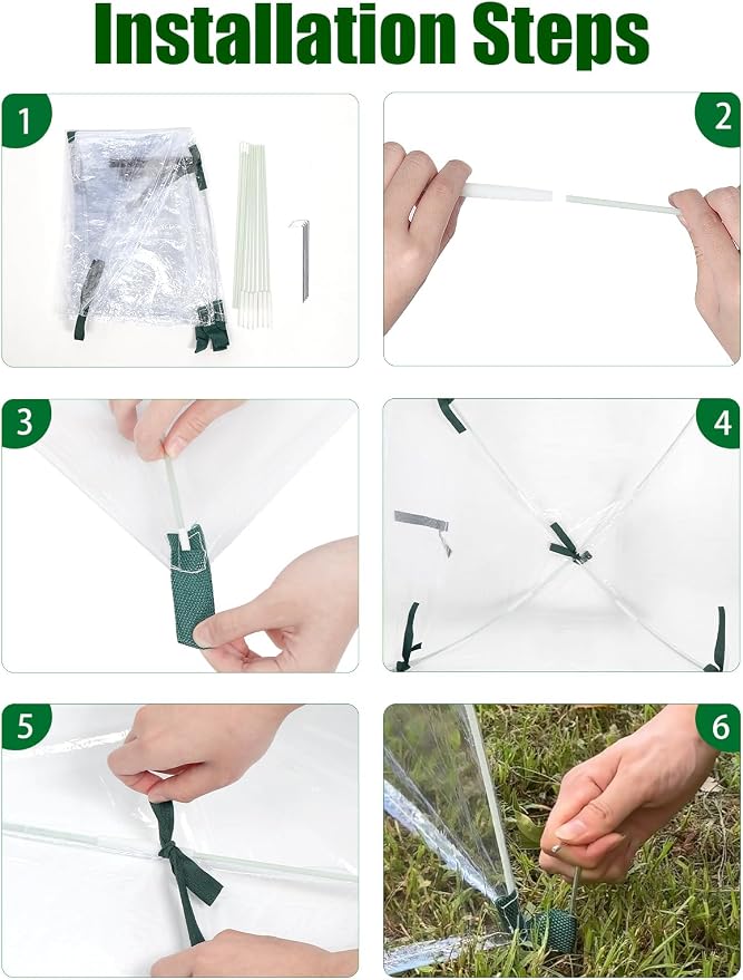 2 Pack Plant Covers Freeze Protection, Winter Plant Covers with Stakes, Clear Outdoor Garden Frost Cover, Portable Plant Flowers Mini Greenhouse Cover for Outdoor & Indoor Use