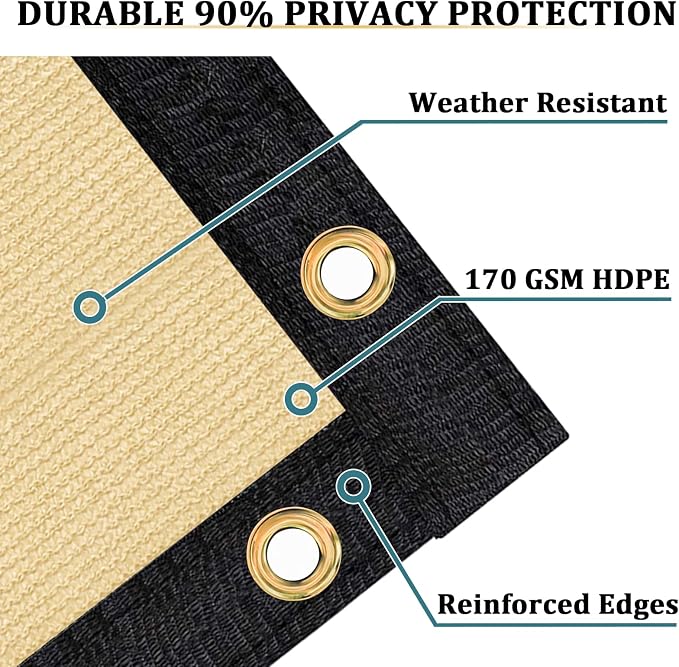 Shade&Beyond 4' X 50' Fence Privacy Screen Heavy Duty 170 GSM Fencing Mesh Shade Net Cover for Wall Garden Back Yard Outdoor Home Decoration, Sand