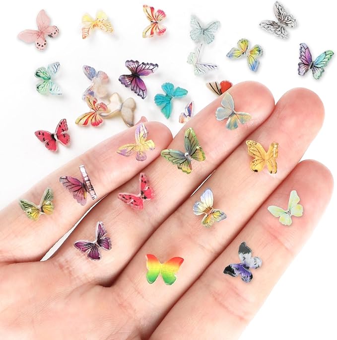 FOIMAS Miniature Butterflies,50 Pcs Micro Butterfly for Crafts Fairy Garden Dollhouse Micro Landscaping Resin Decoration