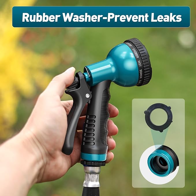 Besiter Garden Hose Nozzle Sprayer 10 Watering Patterns Spray Nozzles Heavy Duty Hose Head Lightweight Hose Attachment Blue