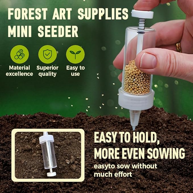hoehew Seed Spreader, 2025 Upgrade Mini Sowing Seeds Dispenser Set, Handheld Seed Planter, Small Seed Planter Tool, Manual Seedlings Dibber and Widger Set Gardening Tools (c)