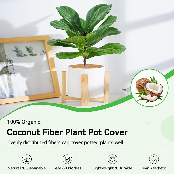 ZeeDix 3 Pack Coconut Fiber Mulch Ring, 14 Inch Coco Coir Tree Ring Mulch Mat, 100% Natural Tree Protector Mat Plant Cover Ring Coconut Coir Discs Tree Mats Mulch Rings for Indoor Outdoor Trees Plants