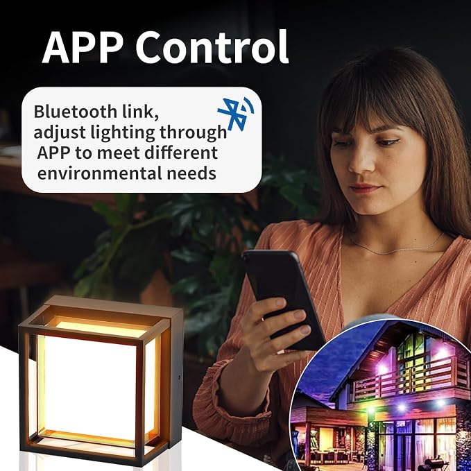 LED Smart Wall Sconce Light RGB Outside Light for House Patio,IP64 Waterproof Outdoor Wall Lights for House Patio Yards,Exterior Lights APP Control