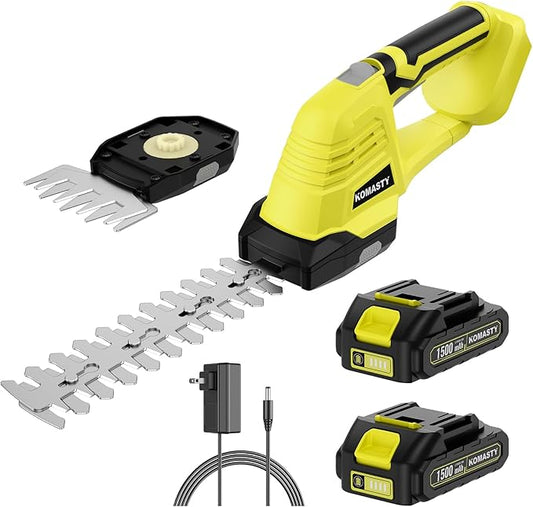 20V Hedge Trimmer Cordless with 2 Battery and Charger, 2 in 1 Electric Hedge Shears, Shrub Trimmers with 2 Blades, Battery Powered Bush Trimmer Mini Handheld Grass Cutter Yard Tool