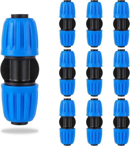10 Pcs 1/2 Inch Irrigation Tubing Coupling Fittings (1/2" ID x 0.63" OD) Drip Tubing Barbed Locked Nuts Coupler Connectors Anti-Drop 1/2" Coupler Connectors for Garden Irrigation System