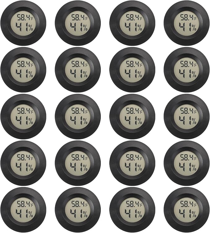 Mini Hygrometer Digital Thermometer Humidity Meter 20 Pack Hygrometer Thermometers Indoor/Outdoor Humidity Monitor Reptile Thermometer for Humidors Greenhouse Garden Cellar Fahrenheit(℉)/ Celsius(℃)
