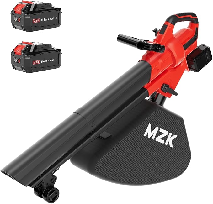 MZK 40V Cordless Leaf Blower Vacuum Mulcher, 3-in-1 Battery Powered Leaf Vacuum with 40L Bag, 600 CFM 160 MPH, 2×4.0Ah Batteries for Lawn, Yard Cleanup