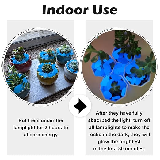 NAMTSO Glow in The Dark Rocks Outdoor, 500 pcs Blue Solar Rocks for Landscaping, Outdoor Decor Glow in The Dark Stones, Glowing Pebbles for Garden Backyard Patio Lawn Pond Fish Tank Aquarium Decor