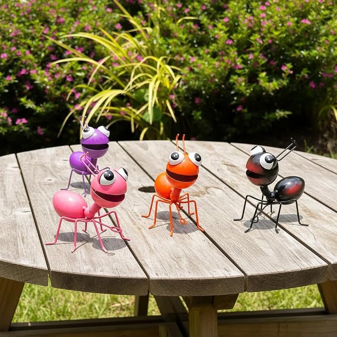 Cruis Cuka Metal Yard Art Garden Decor for Outside Cute Ants Yard Decorations Outdoor Lawn Ornaments Backyard Gifts for Mom - Set of 4