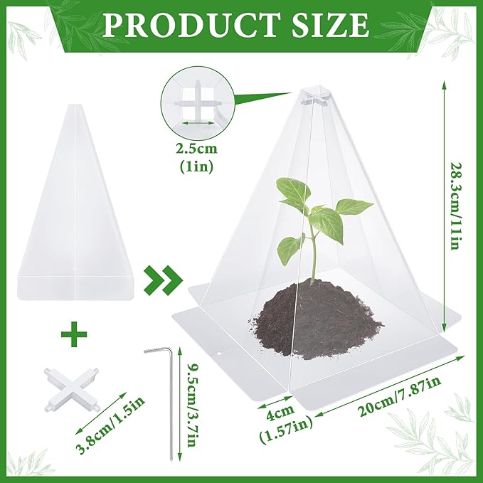 40 Pieces Garden Cloches for Plants, Reusable Plastic Plant Seedling Protector with 80 Ground Securing Peg, Transparent Bell Jar Cloches to Protect Plants from Birds, Slugs, sun, Frost, Freeze Weather
