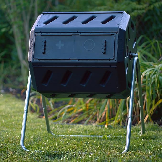 FCMP Outdoor IM4000 Dual Chamber Tumbling Composter (Black)