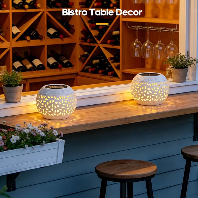 JMEXSUSS Solar Lanterns Outdoor Waterproof, LED Lanterns Decorative Outdoor, Lights Solar Table Lamps for Outside Patio Garden Porch Balcony Camping Pool Bistro Yard Decor (White)
