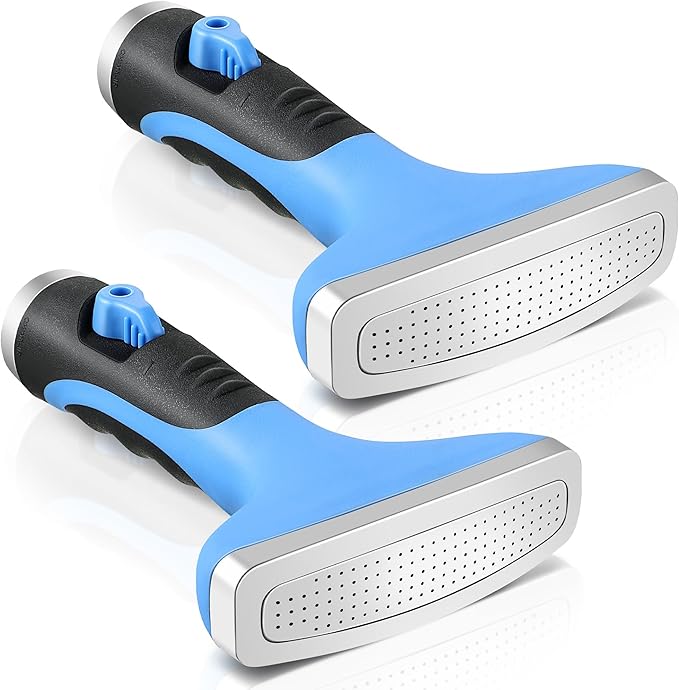 Dreyoo Fan Spray Nozzle for Garden Hose, Heavy Duty Garden Hose Head Spray for Watering Wand with Flow Control and Ergonomic Insulated Grip, Blue (2 Pack)
