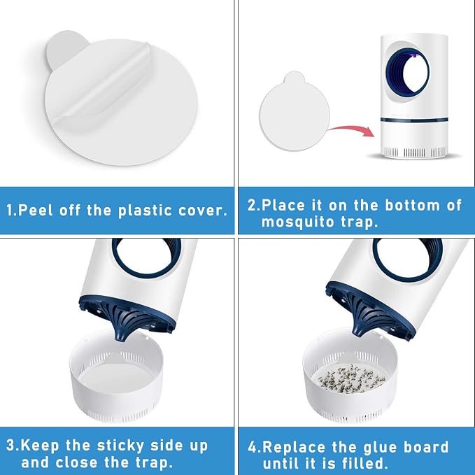 Mosquito Trap Sticky Refillable Glue Boards 12 Pack, 4.13" Fits Most Models Indoor Mosquito Killer Lamp