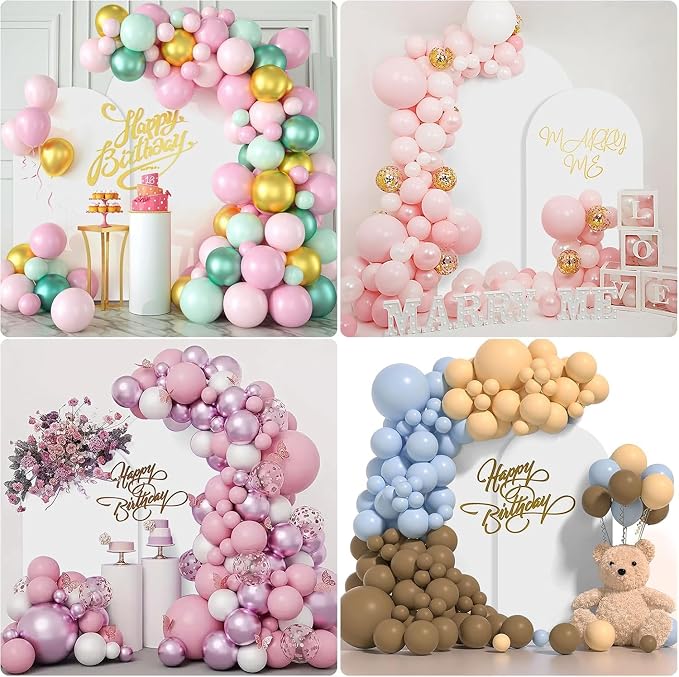 SuuWoee Arch Backdrop Stand Set of 2 With Cover (6FT+5FT),Gold Metal Wedding Arch Balloon Stand With Cover for Birthday Party Baby Shower Graduation Ceremony Decoration