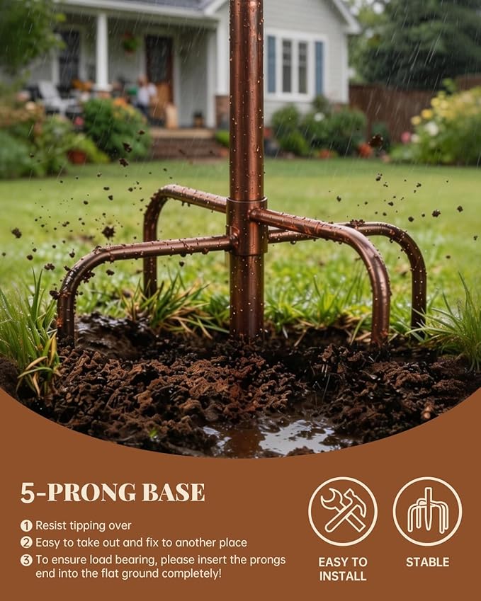 Breeze Touch 2-in-1 Metal Bird Bath for Outdoor, Vintage Garden Bird Bath with Detachable Birdbaths & Birdfeeder Bowl, Free Standing Bird Feeder with 5 Prongs Base Stake for Yard Lawn Decor(Bronze)