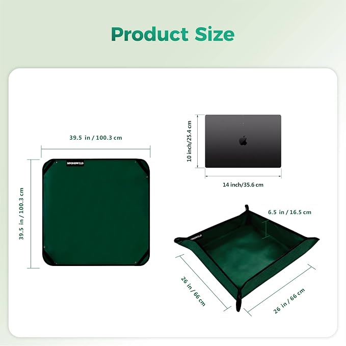 Plant Transplanting Mat - Thickened Waterproof Potting Mat, Succulent Gardening Mat, Portable Repotting Mat for Mess Control (PVC-Green 39.5"x39.5")