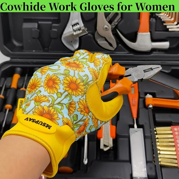 Gardening Gloves,Women Yard Work Garden Glove,Gifts | Thorn Proof,Puncture Resistant,Touchscreen,Gift,Leather,Spandex