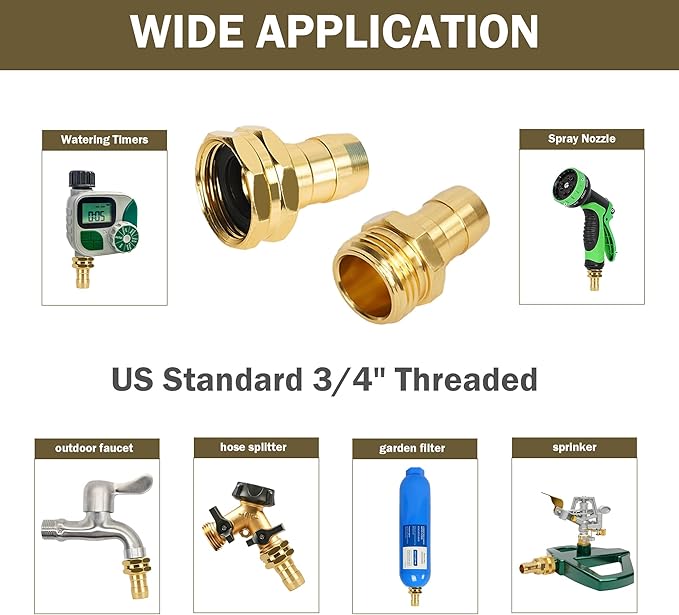 LIULO TOOL Garden Hose Repair Kit, 5 Sets Aluminum Alloy Garden Hose End Mender Kit with Zinc Clamp, Male and Female Repair Connector Fittings Fit 3/4 Inch and 5/8 Inch