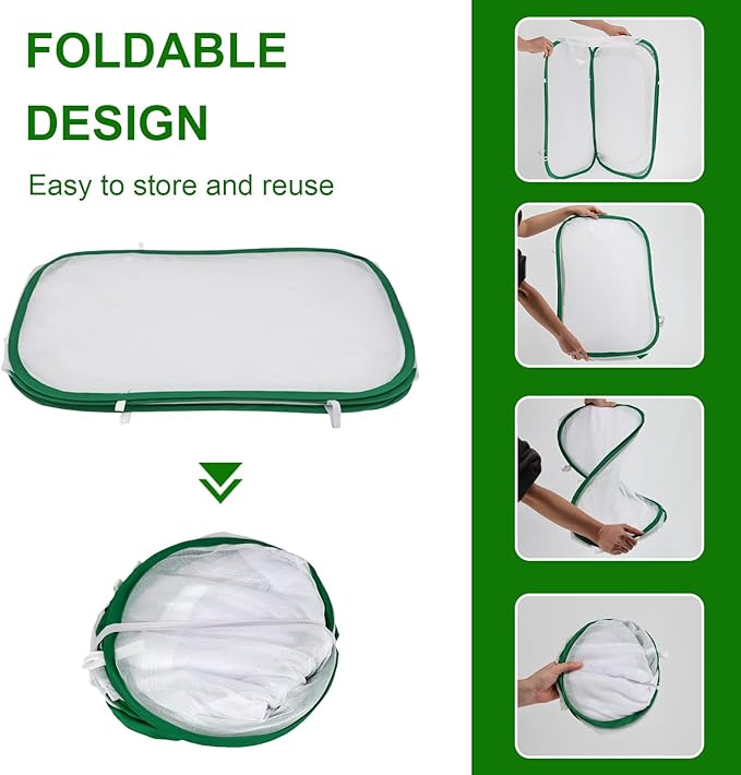 Butterfly Habitat Cage 15.7" x 15.7" x 23.6", Pop-up Caterpillar Enclosure with Poop Tray for Easy Clean, Outdoor Monarch Butterfly & Insect Net Cages Terrarium with Sunshade Top.