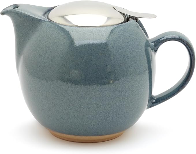 Zero Japan Bee House Round Teapot - Ceramic Teapot with Removable Lid & Stainless Steel Infuser for Loose Tea - Tea Pot for Two - Stone Gray (24 oz)