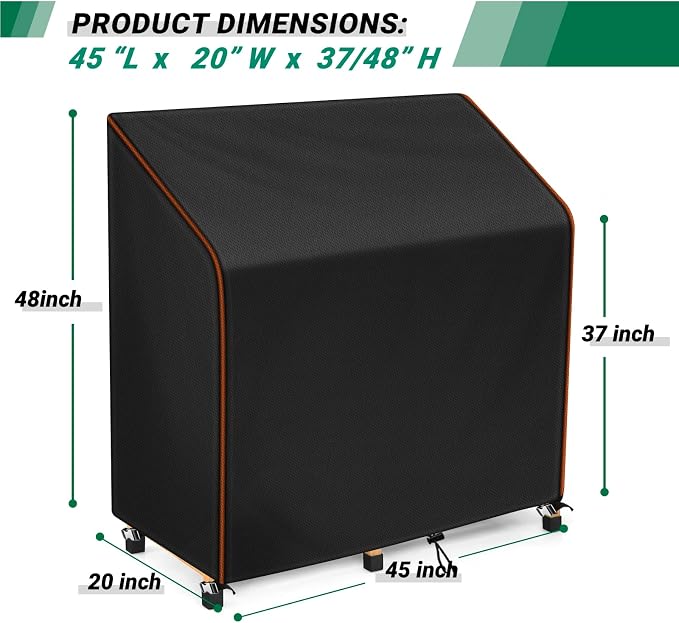 Potting Bench Table Cover, 420D Oxford Kitchen Cabinet Covers Outdoor Waterproof Protective Garden Storage Cabinet with Potting Bench Dustproof Cover 45"L X 20"W X 48"H,Black