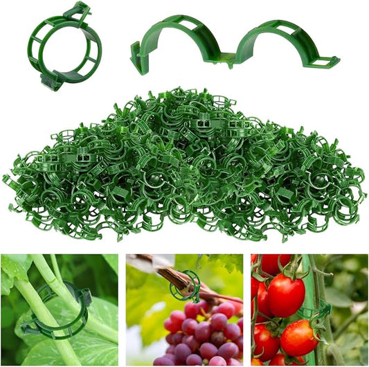 300 PCS Secured Plastic Plant Clip 2025 New Plant Support Clips Tomato Trellis Crop Clip for Plant Vegetables Fruit Flower (Green)