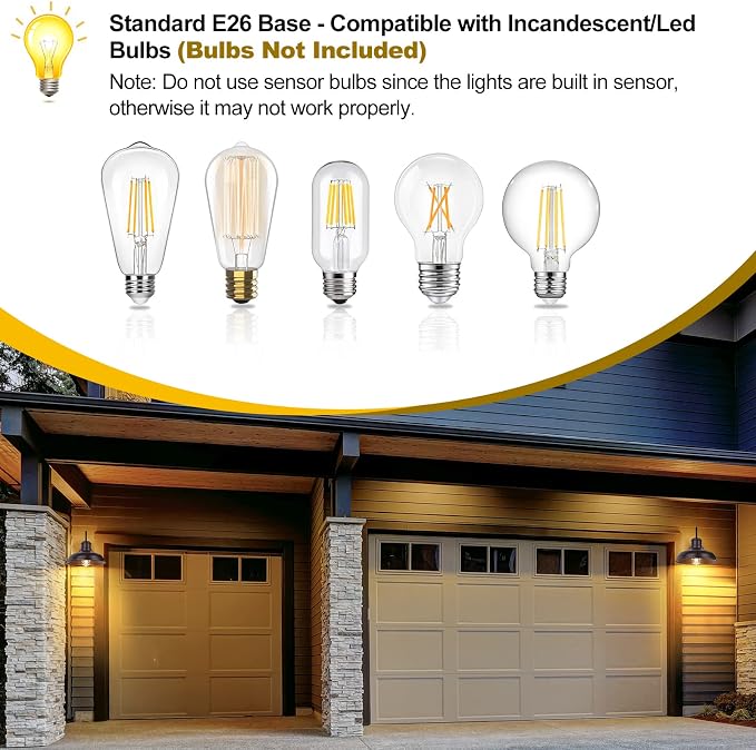 2-Pack Dusk to Dawn Outdoor Wall Sconces, Farmhouse Outside Lighting Gooseneck Barn Lights, Oil Rubbed Bronze Exterior Wall Lights, Anti-Rust Waterproof Outdoor Light for House Porch Garage Entryway