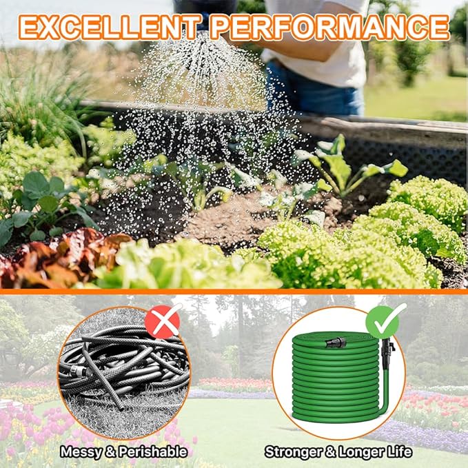 Garden Hose 75ft, Pliable lightweight Water Hose with Triple Layer 3/4" Fittings Ergonomic Grip Indoor & Outdoor Use Gift for Lawn Backyard Collapsible & Car Wash Watering Plants Green