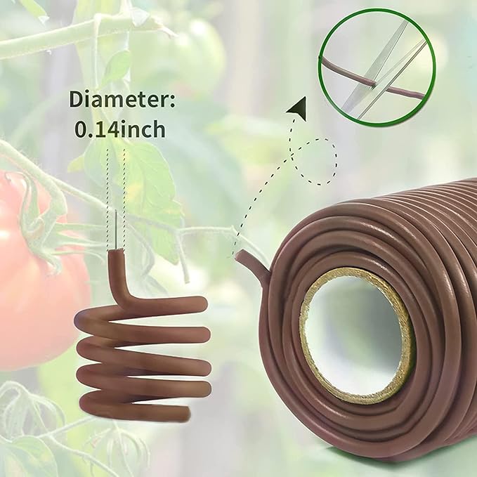Decoroca Soft Plant Ties for Support - 65.6' Reusable Waterproof Plant Wire, Garden Twist, Office Organization and Decoration Binding（2pcs/Brown）