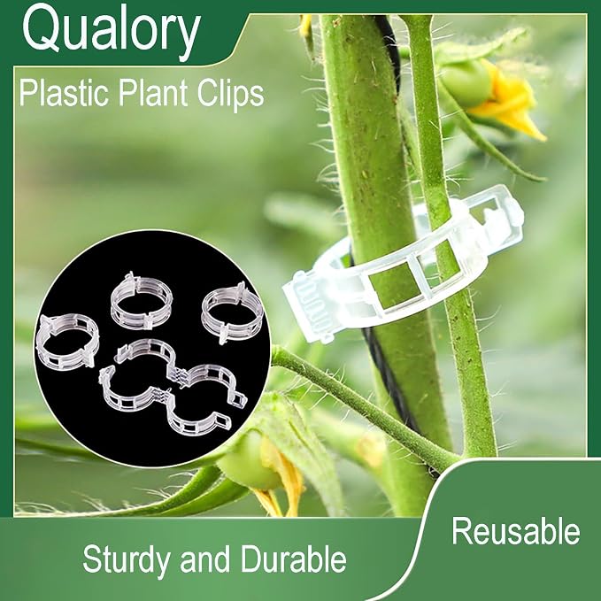 Secured Plastic Plant Clip, Tomato Clips, Secured Plant Support Clips for Climbing Plants, Plastic Trellis Clips for Fixing Stem and Vine, 2025 Upgrade (300, WHITE)