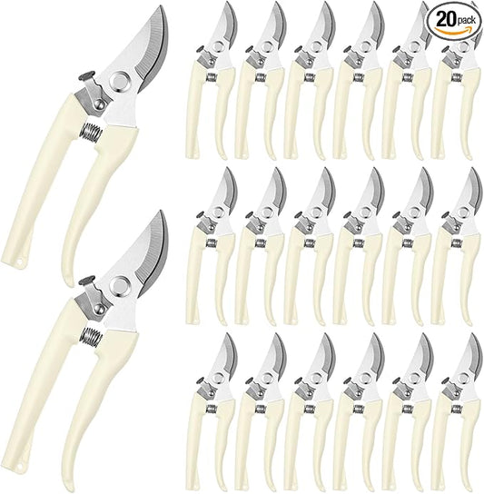 20 Garden Flower Shears Pruning Scissors Heavy Duty Plant Scissors Trimming Garden Clippers Hand Tree Pruner for Yard Gardening Plants Hedge Flower Tree Cutting Secateurs (Beige)