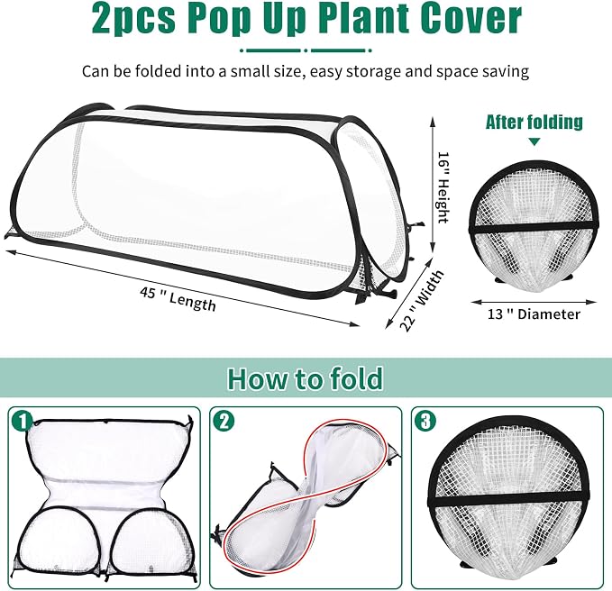 ANGAR 2PACK Garden Covers for Raised Beds, 45" X 22" X 16" Garden Row Plants Cover Accelerator, Freeze Protection Greenhouse Cover for Raised Garden Beds Protecting Seedlings Fruits Vegetable Rows