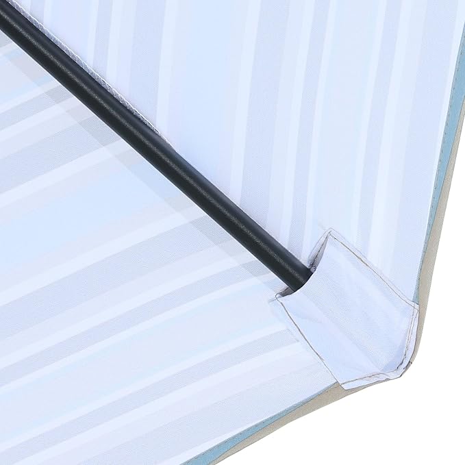 MASTERCANOPY Patio Umbrella 10 ft Replacement Canopy for 8 Ribs-Khaki and Turquoise Stripe Canopy Only