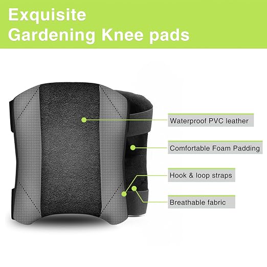 2 Pack Garden Knee Pads for Men Women, Lightweight Waterproof KneePads for Gardening, Anti Slip Leather Foam Padding Kneeling Pads for Flooring and Carpet Cleaning, House work, Gardening Maintain, Knee Protector,Gray