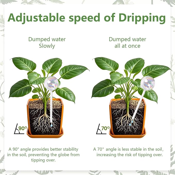 Plant Watering Globes- 4 Pack Iridescent Rainbow Glass Water Bulbs Self Watering Spikes Planter Insert Automatic Plant Watering Bulbs Devices for Indoor and Outdoor Plants