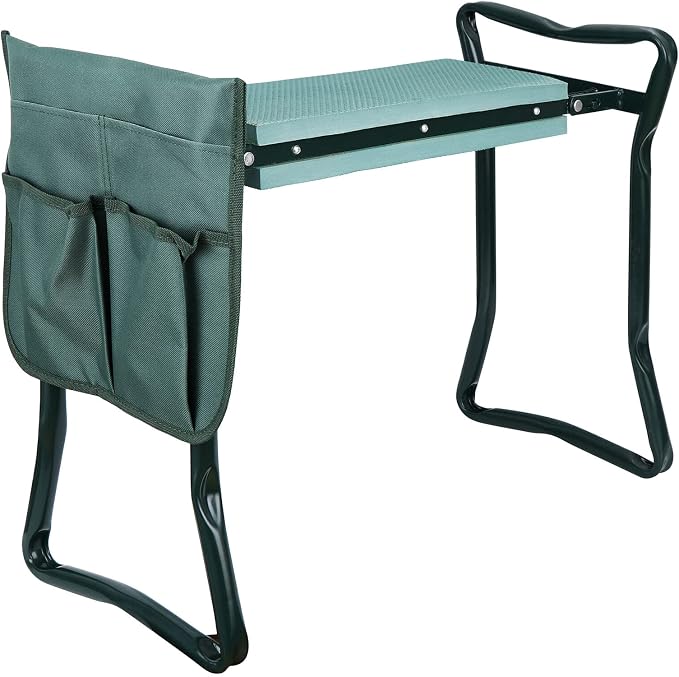 Garden Kneeler Seat with EVA Folding Portable Bench Kneeling Pad and Tool Pouch New