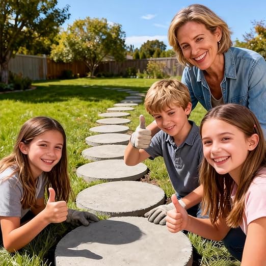 4 Pcs Stepping Stone Mold, Round Plastic Paver Molds for Concrete, Dia 10.2 in/ 1.18 in Depth Cement Black Tray, Reusable DIY Form for Paving Garden Path, Walkway, Patio, Outdoor Landscaping