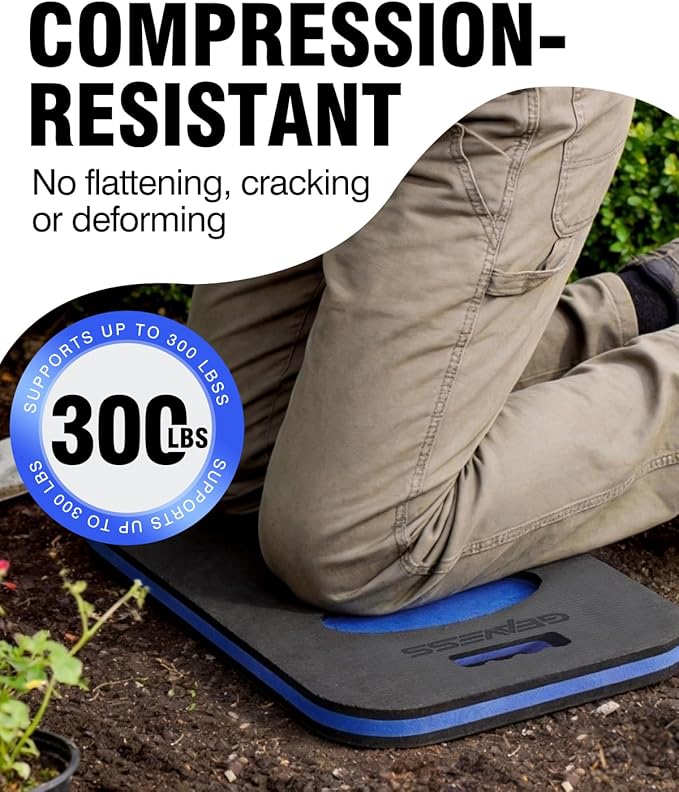 Garden Kneeling Pad, Comfortable Foam Knee Pad with Handle & Tool Tray, Durable Supportive Knee Cushion for Gardening, Garage Work, Workshop Repairing, 18.7"x12"x1.1", Black & Blue | Extra Thick EVA Foam Mechanic Mat