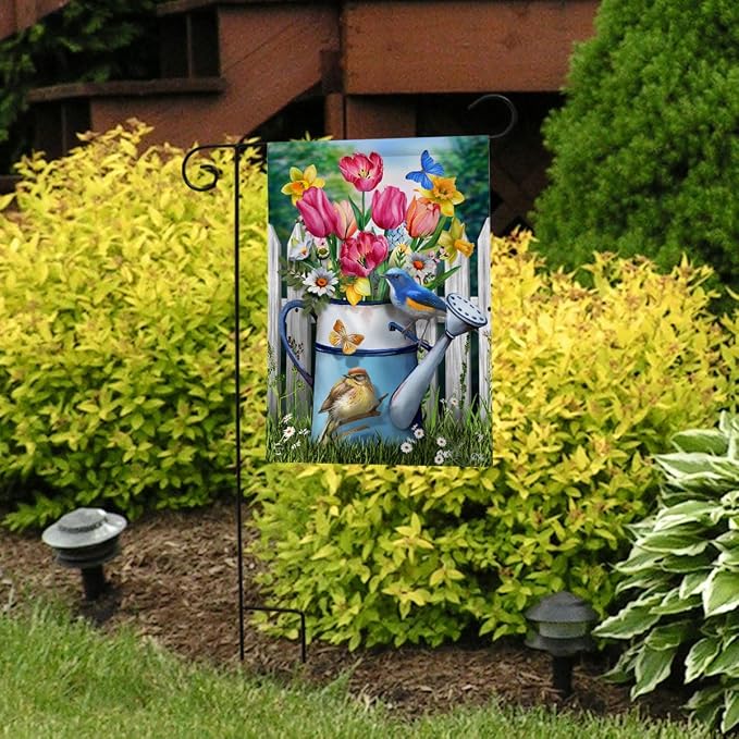 Floral Watering Can Spring Garden Flag 18" x 12.5" Briarwood Lane