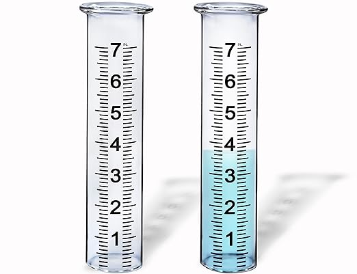 BIUWING 7" Capacity Glass rain Gauge Replacement Tube for Outdoors Yard Garden with Lip, Best Rated, Easy to Read (2 pcs)