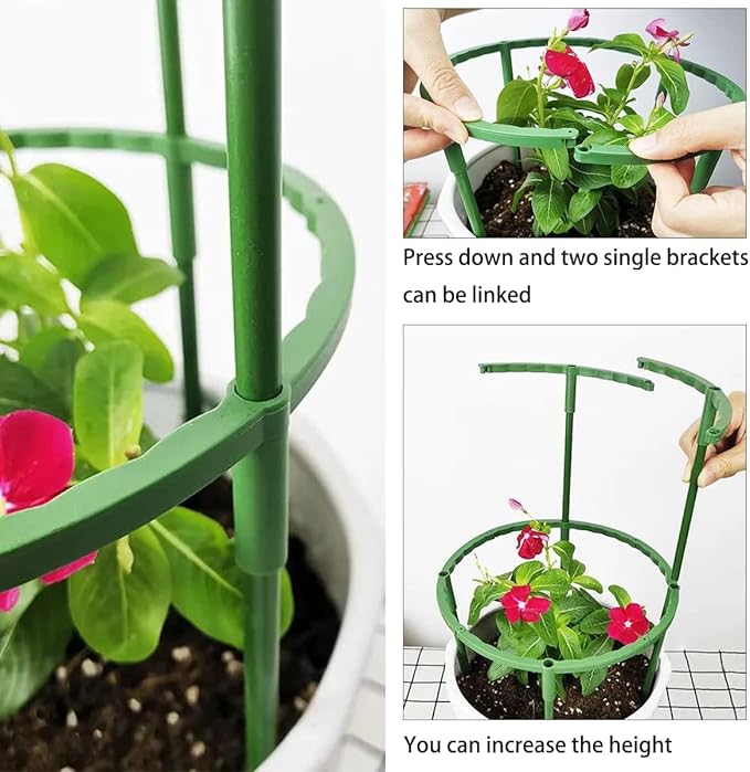 12Pcs Plant Support Plant Stake Half Round Plant Support Ring Garden Flower Support Plant Support Stakes for Tomato, Hydrangea, Indoor Plants (12PACK 5.9" Wide X5.9 high（14.5x15cm）)