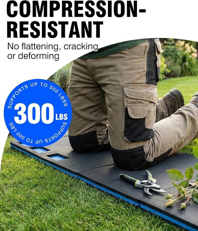 Foldable Kneeling Pad, 47.2" Large Supportive Mechanic Mat with Storage Strap & Tool Tray, Extra Thick Comfortable Foam Knee Pad for Gardening, Garage, Workshop Repairing