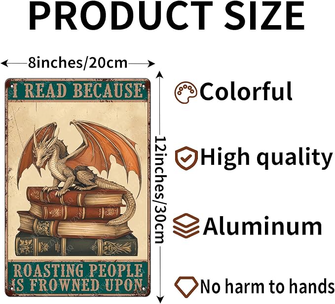 Tin Signs I Read Because Roasting People Is Frowned Upon Metal Signs Aluminum Sign for Living Room Bedroom Bar Cafe Office Yard Wall Decor 12×8 Inch