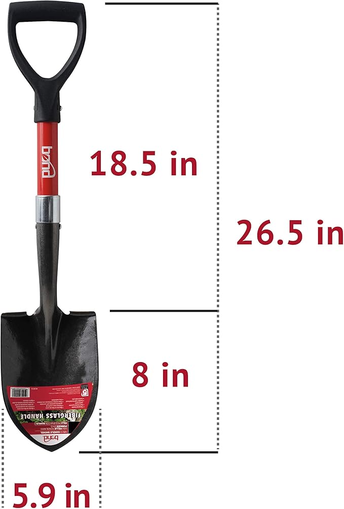 Bond Manufacturing LH015AM Mini D-Handle Shovel (12-Pack), Black