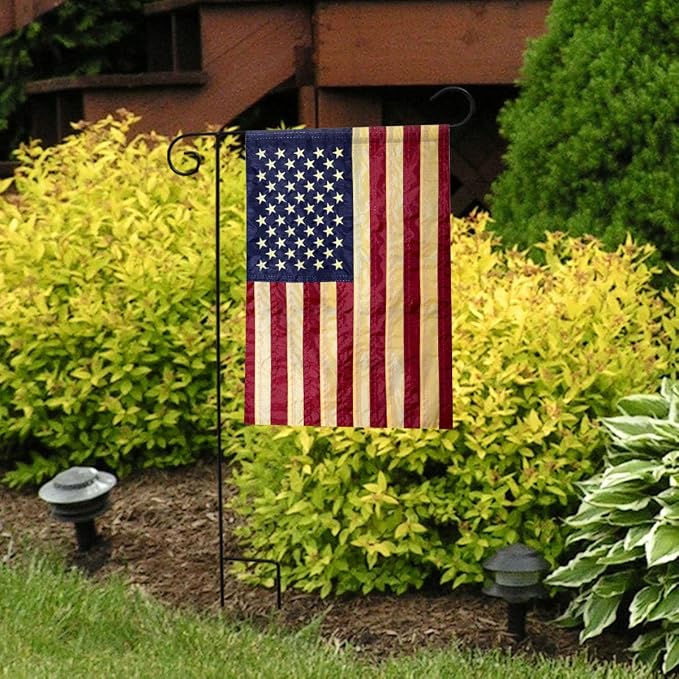 American Flag tea Stained Applique Garden Flag 12.5" x 18"