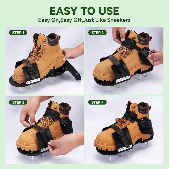 HFH Lawn Aerator Shoes – Easy On/Off, Secure Buckle & Wrench, Heavy Duty Nylon Sole, for Men Women