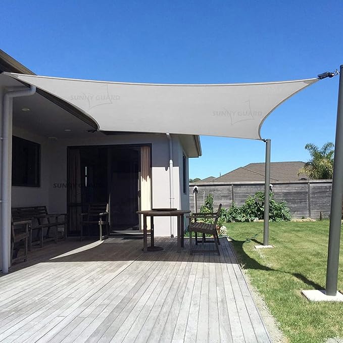 SUNNY GUARD Custom Size 10'x16' Silver Grey Sun Shade Sail Rectangle UV Block Shade for Backyard Yard Patio Deck Garden(Customized)