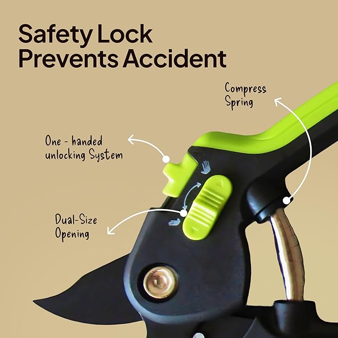 Bypass Pruning Shears, Garden Clippers - Cuts 3x Easier, Ideal for Seniors, Bonsai Cutters